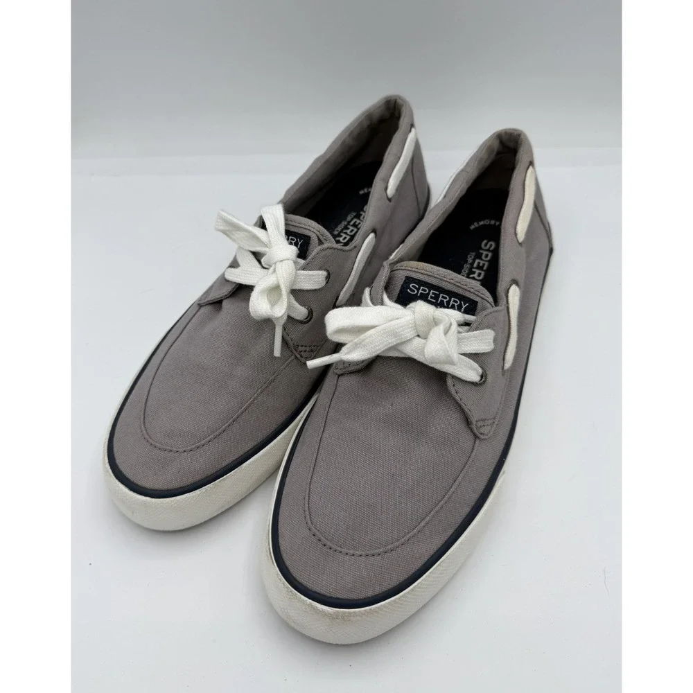 Sperry Top Slider Women's Boating Casual Canvas Grey Slip On Shoes Size 9.5